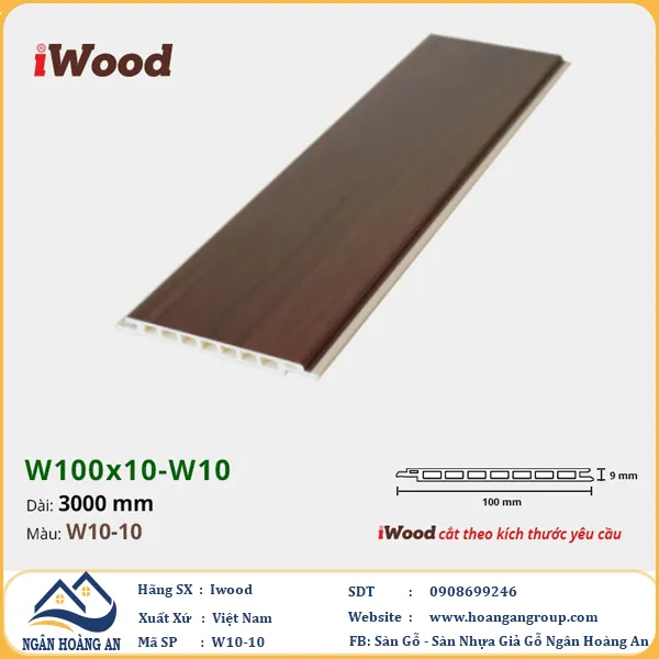 Tấm Nano Hèm V Giả Gỗ Ốp Tường Ốp Trần Iwood W10